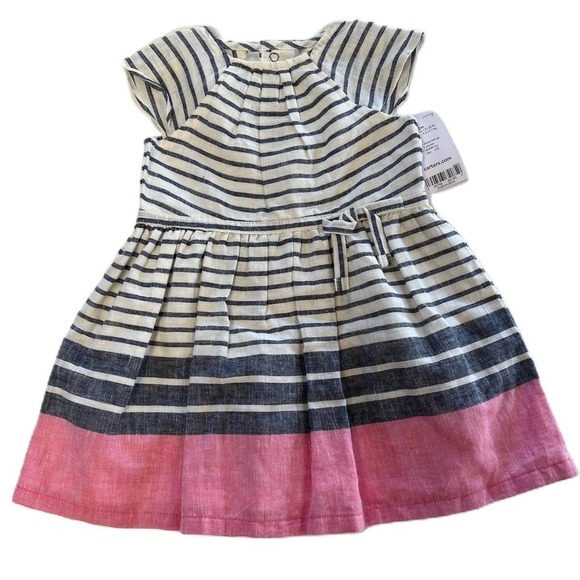 Carter's Linen Dress Cream 12 Months - Picture 1 of 4
